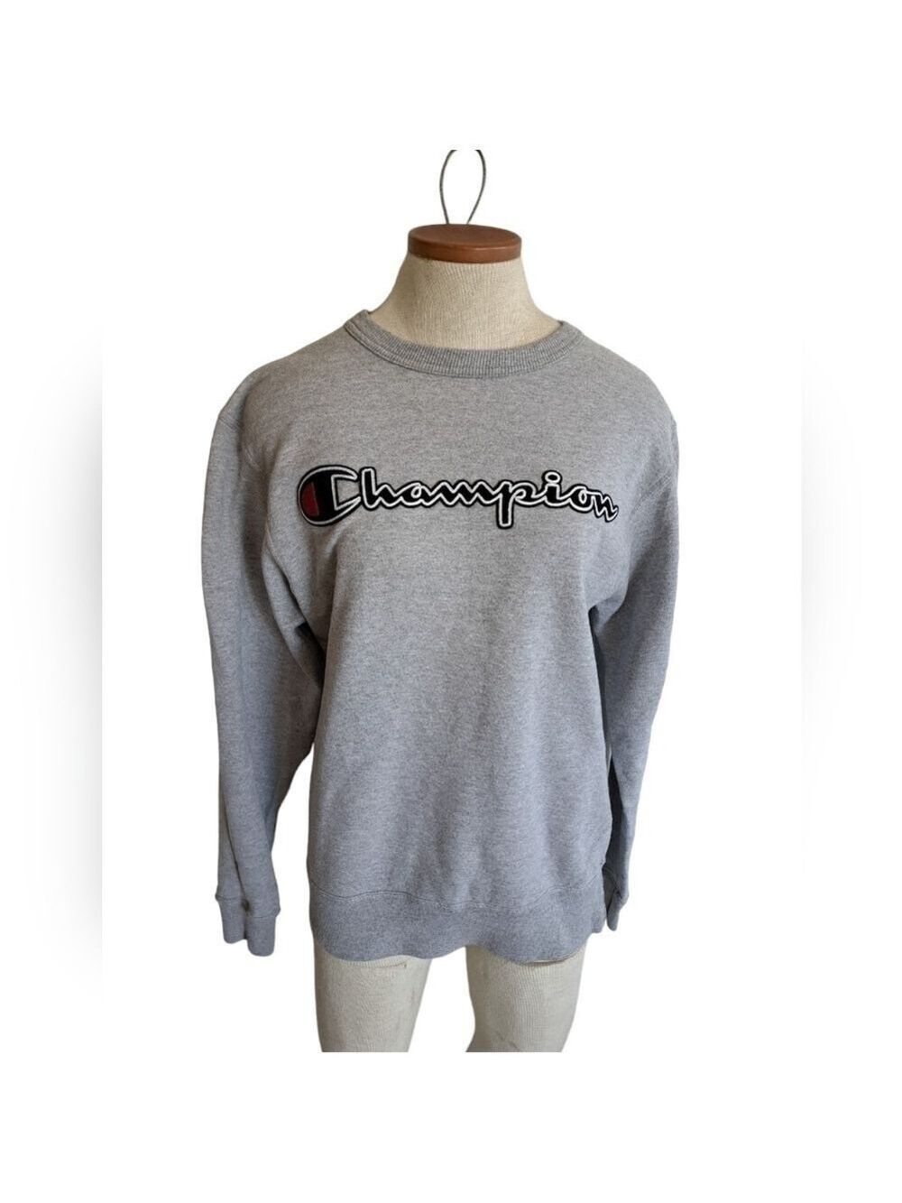 CHAMPION crewneck sweatshirt sweater cotton blend  grey preppy cozy retro small